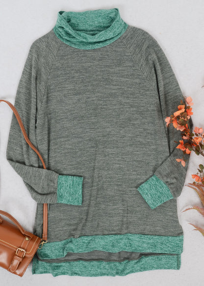 Mock Neck Two Tone Sweater