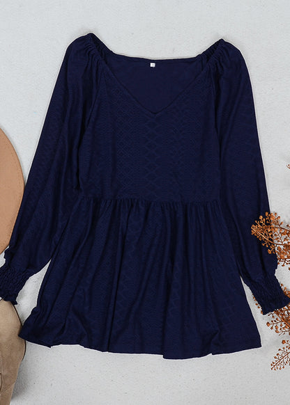 Textured V Neck Long Top