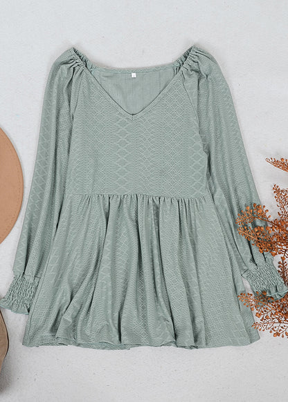 Textured V Neck Long Top