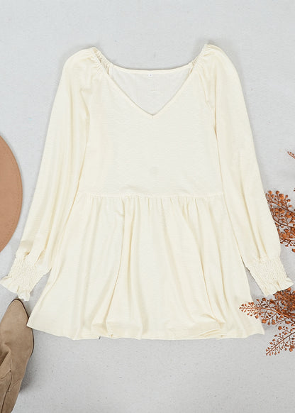 Textured V Neck Long Top
