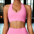 Plunge Halter Neck Sports Bra