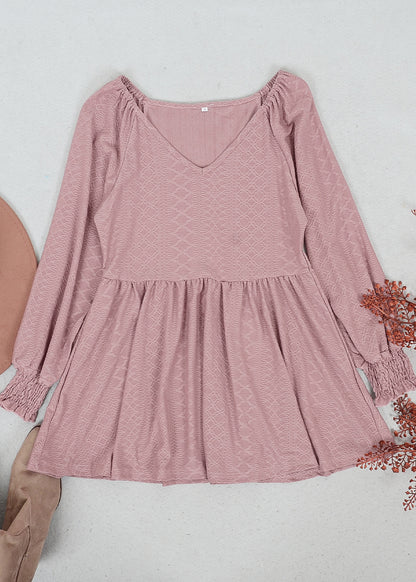 Textured V Neck Long Top