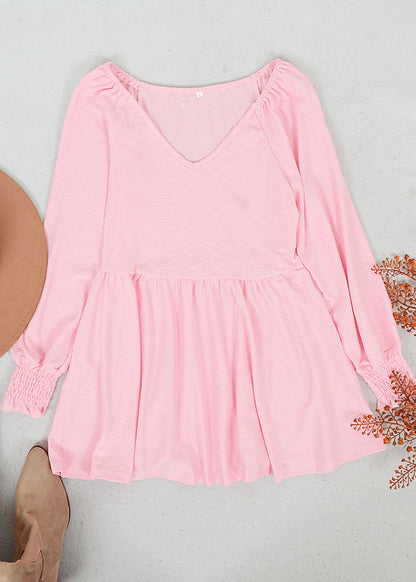 Textured V Neck Long Top