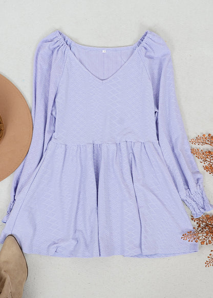 Textured V Neck Long Top