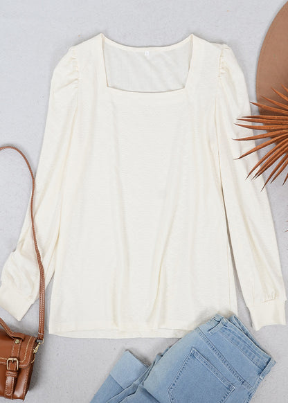 Blusa plisada con escote cuadrado y hombros descubiertos