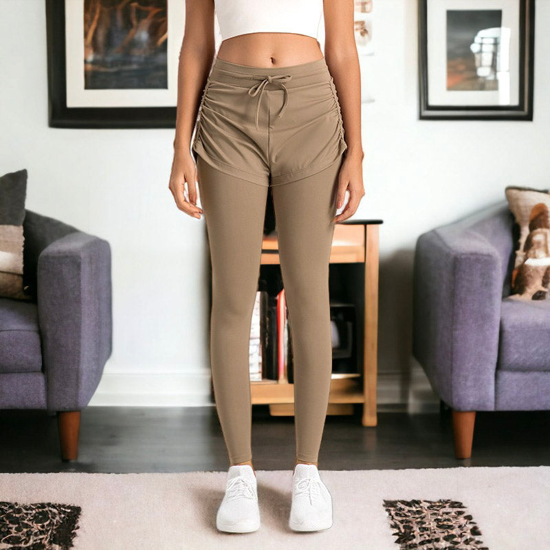 Solid Color Layered Leggings