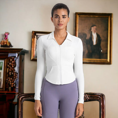 Chaqueta deportiva con cuello y dobladillo curvo