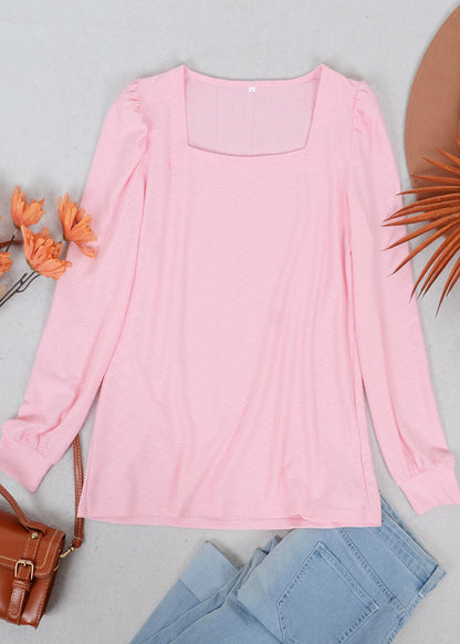 Blusa plisada con escote cuadrado y hombros descubiertos