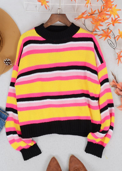 Round Neck Retro Striped Sweater