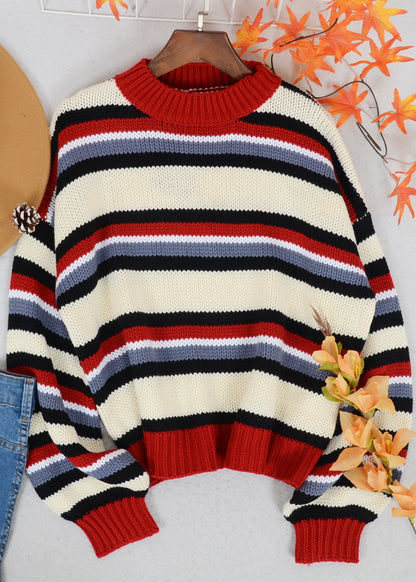 Round Neck Retro Striped Sweater