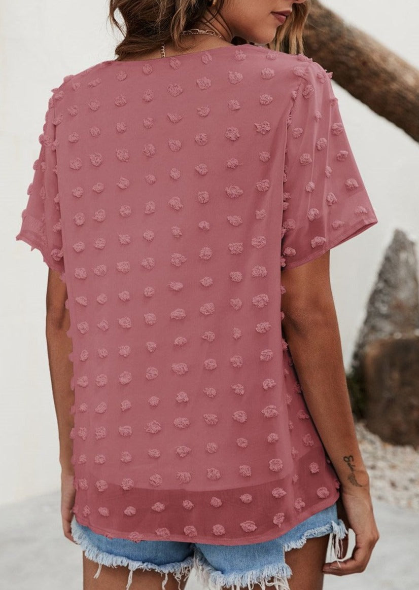 Blusa de lunares con pinzas fácil de usar para todos los días
