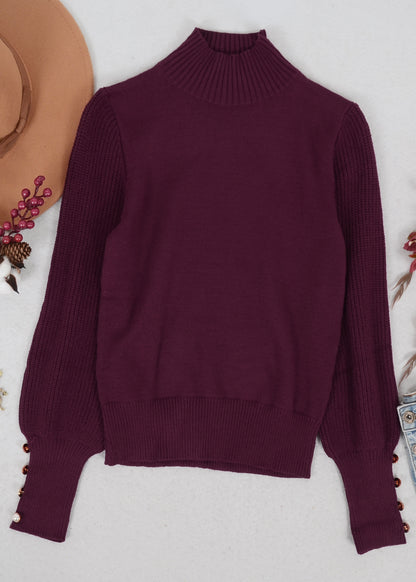 Solid Color High Neck Sweater