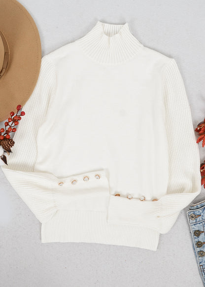 Solid Color High Neck Sweater