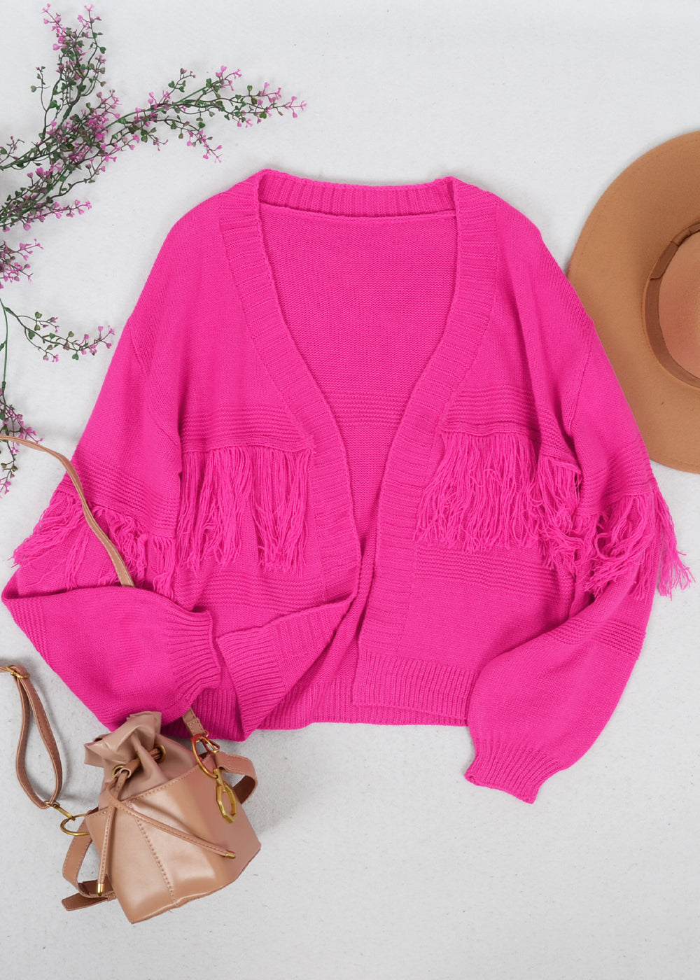 Fringe Tassel Open Front Sweater Cardi