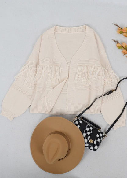 Fringe Tassel Open Front Sweater Cardi