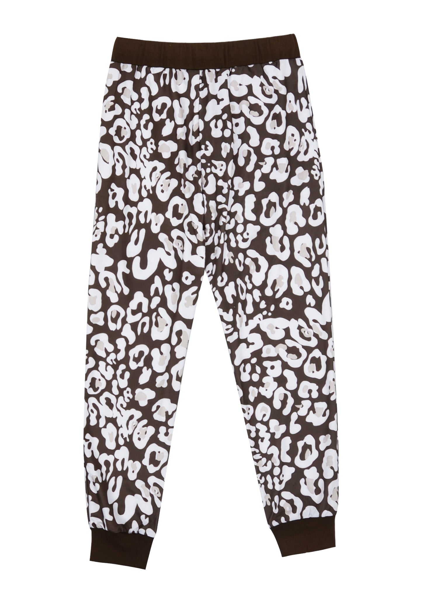 Pantalones de estar por casa con estampado de leopardo de las nieves 