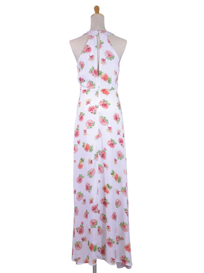 ReNamed Luscious Floral Print Criss Cross Neckline Cutout Chiffon Spring Maxi Dress