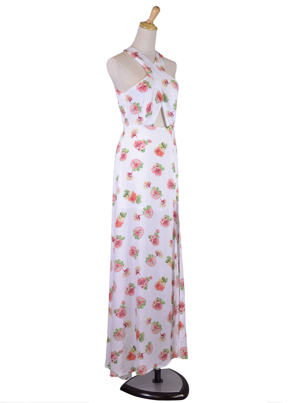 Vestido largo de gasa con escote cruzado y estampado floral de ReNamed para primavera