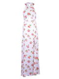 Vestido largo de gasa con escote cruzado y estampado floral de ReNamed para primavera