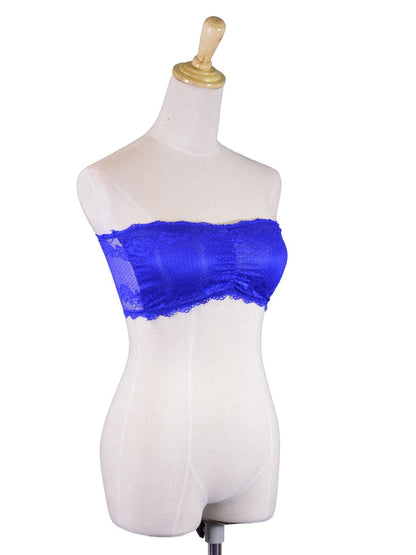 Anna-Kaci Pretty Color Floral Lace Lightly Padded Lingerie Bandeau Top