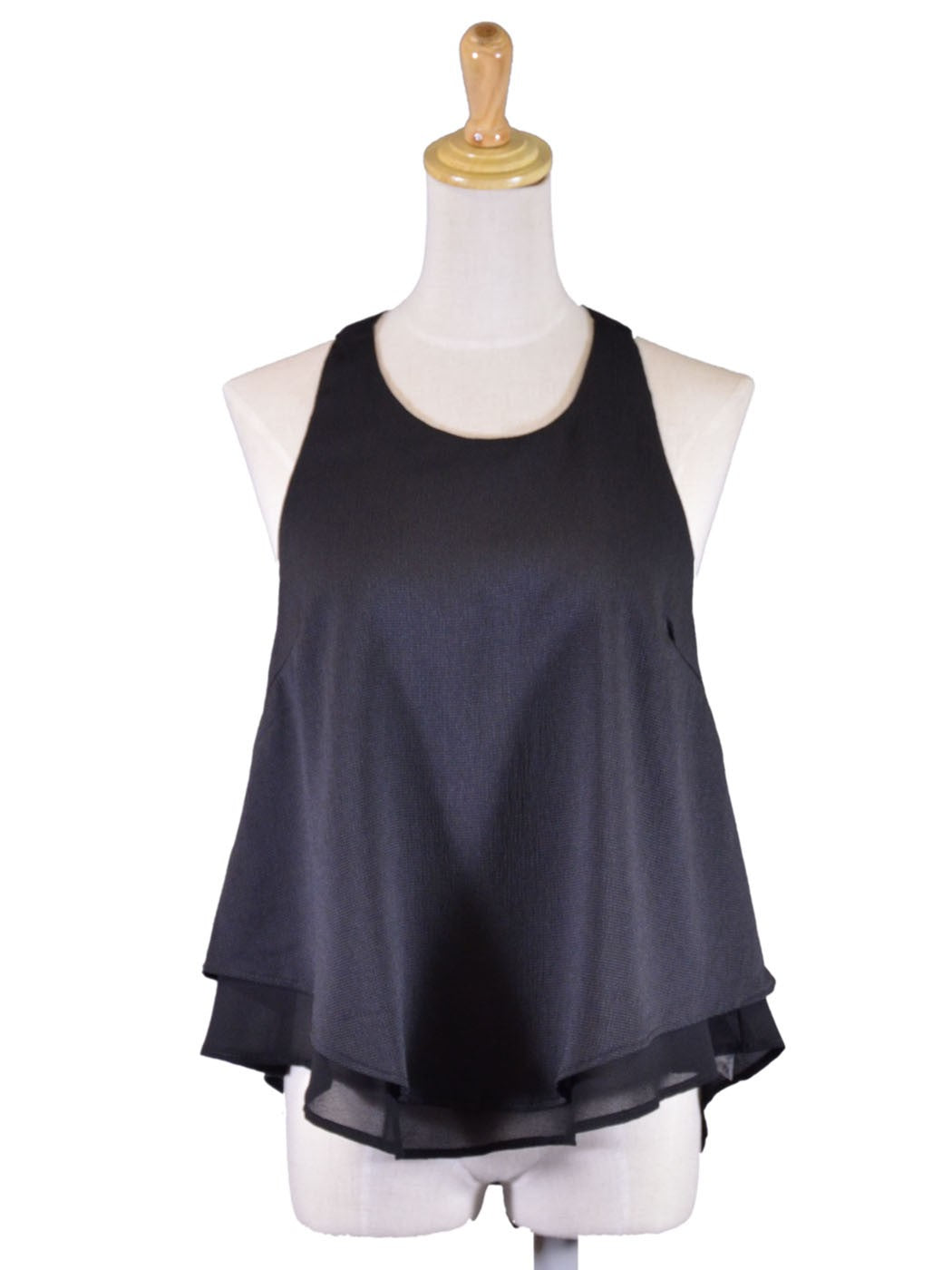 Blusa tipo babydoll con lazo en la espalda y volantes de doble capa, elegante y exuberante