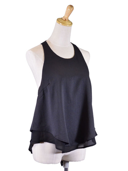 Lush Sleek Fetish Double Layer Ruffle Babydoll Lace Ribbon Back Halter Blouse