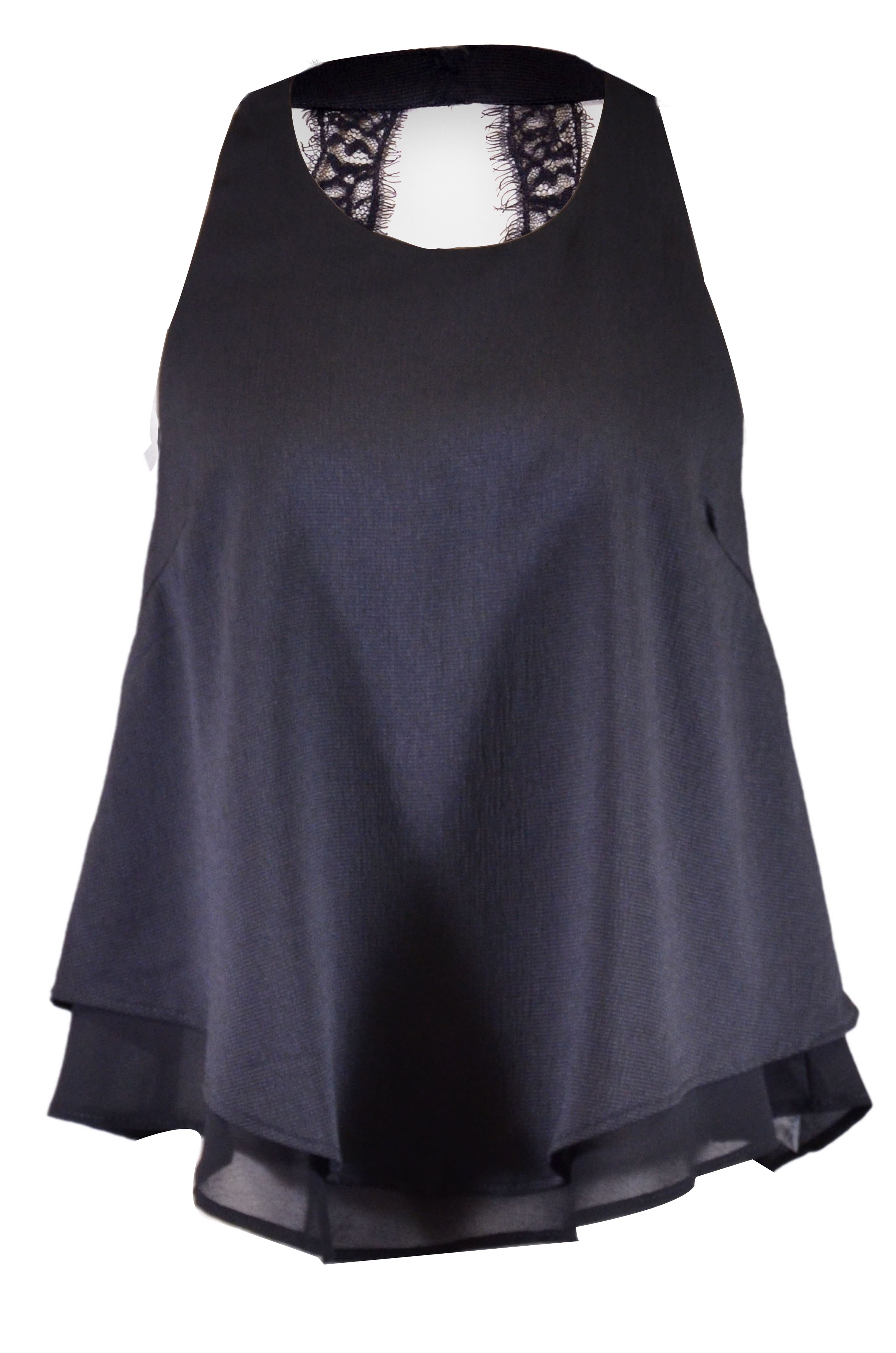 Blusa tipo babydoll con lazo en la espalda y volantes de doble capa, elegante y exuberante