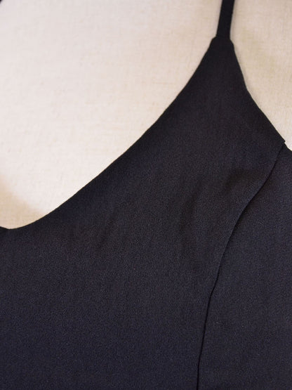 Lush Chic Formal Structured Black Spaghetti Straps Pocket Romper Shorts