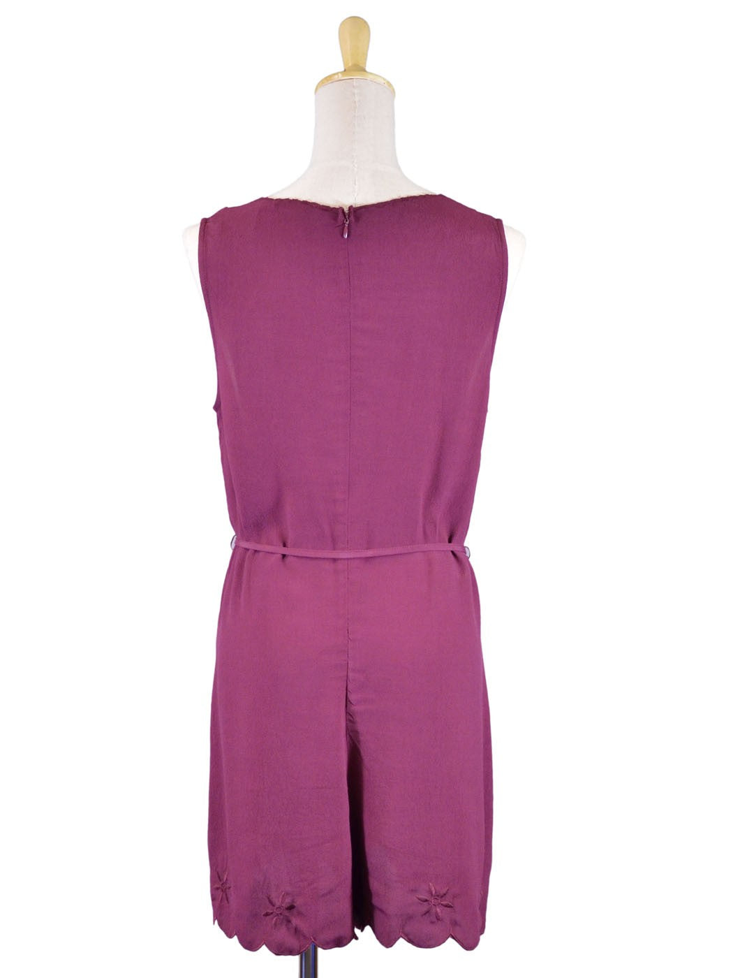 Lush Savoir Faire Embroidered Mesh Trim Tie Waist Loose Fit Woven Romper