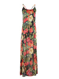 Vestido largo floral con lazo en la cintura y abertura frontal de Audrey 3+1 Burst Me with Plenty Roses
