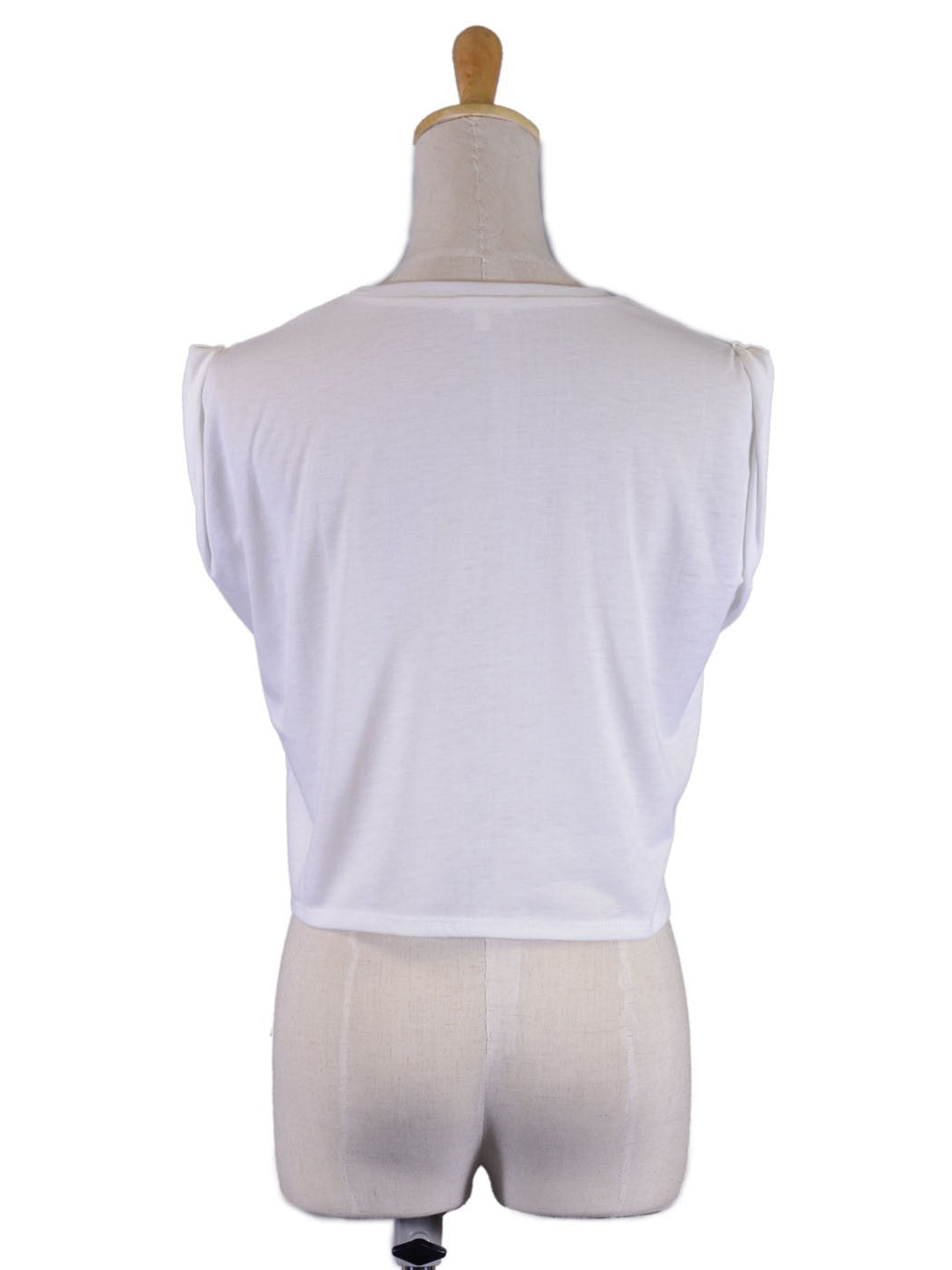 En Creme Aquatic Collection Black and White Print Muscle Shirt Cropped Tee