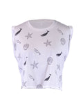 Camiseta corta sin mangas con estampado en blanco y negro de la colección En Creme Aquatic