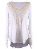 Blusa bohemia de gasa tejida con mangas largas y detalle de parche en la parte delantera de Lush Free Spirit