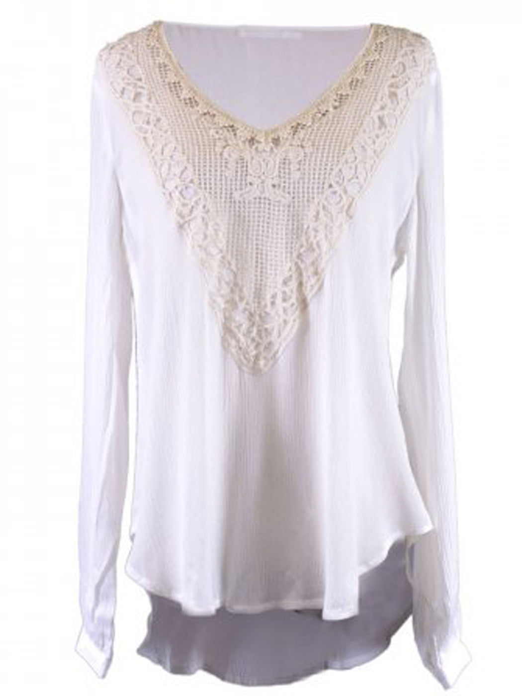 Blusa bohemia de gasa tejida con mangas largas y detalle de parche en la parte delantera de Lush Free Spirit