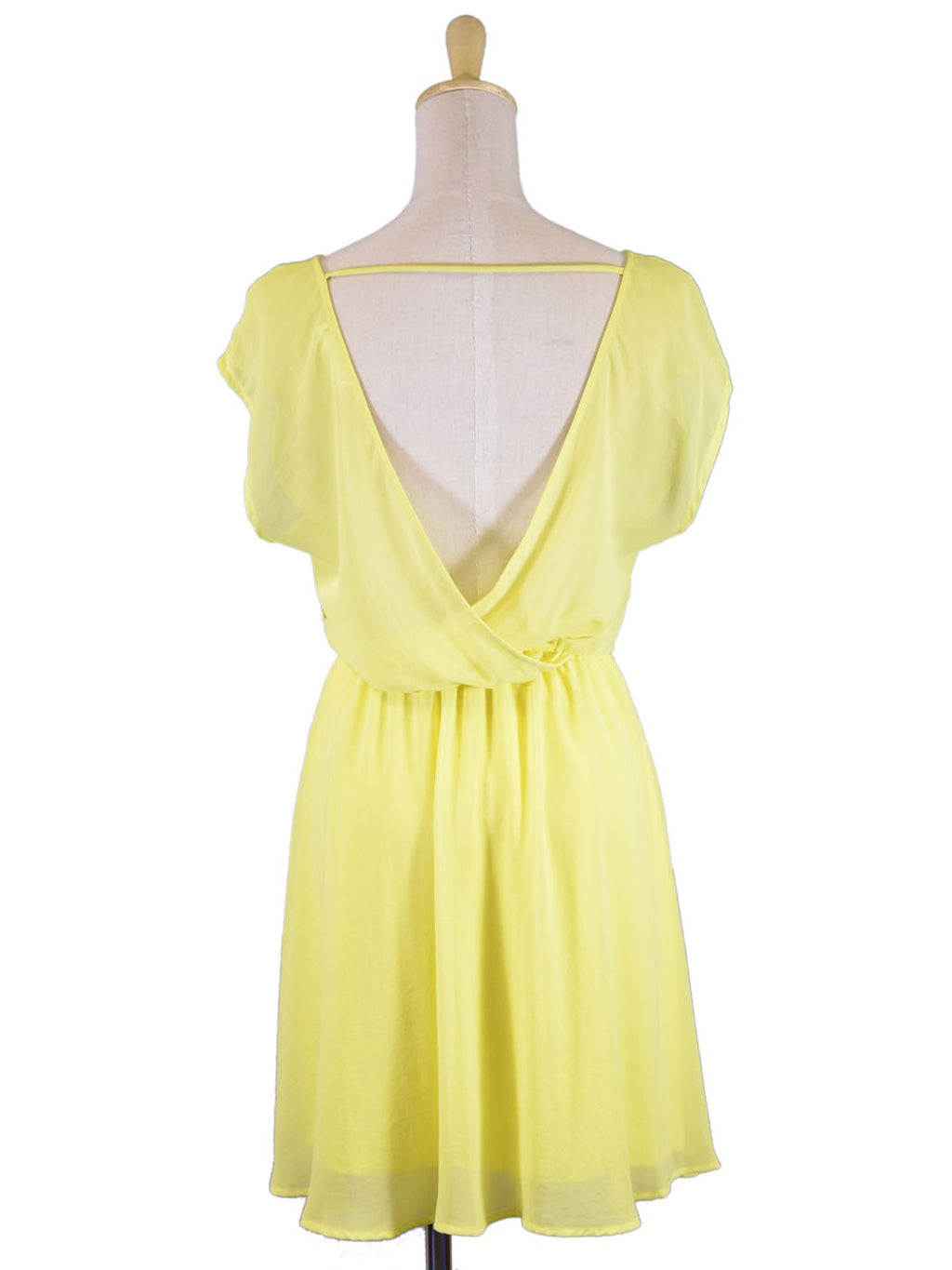 Vestido de verano de gasa con cintura elástica y detalle de encaje lateral con destellos de limón