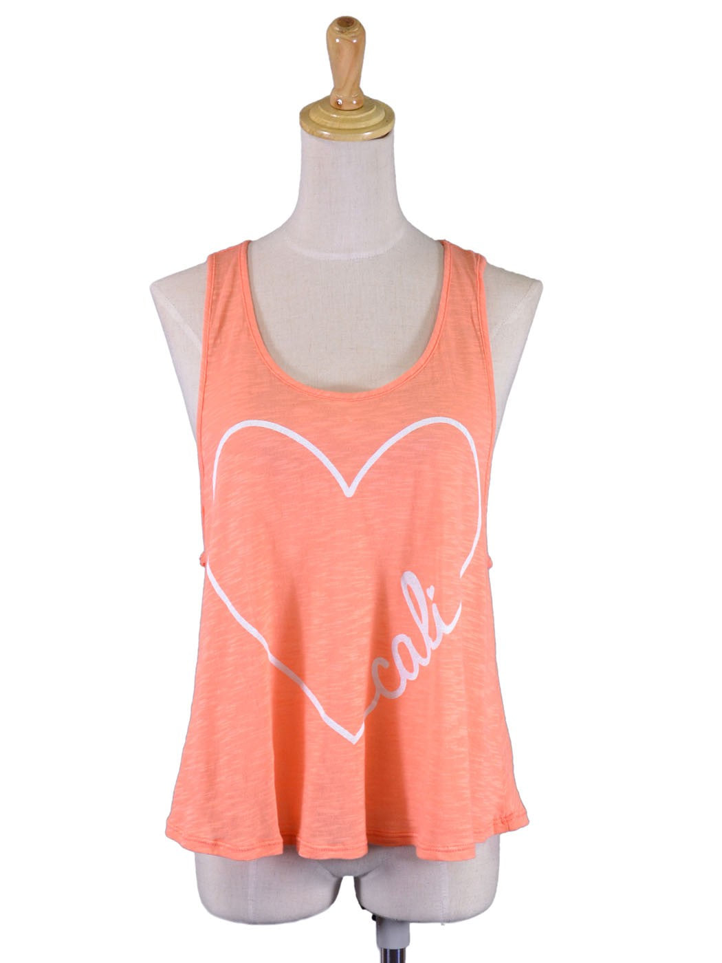 Michelle Fun Expressive Give Me Love Cali Racerback Knit Loose Fit Tank Top