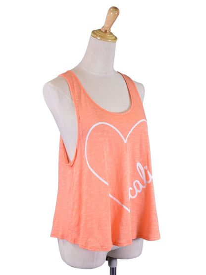 Michelle Fun Expressive Give Me Love Cali Racerback Knit Loose Fit Tank Top