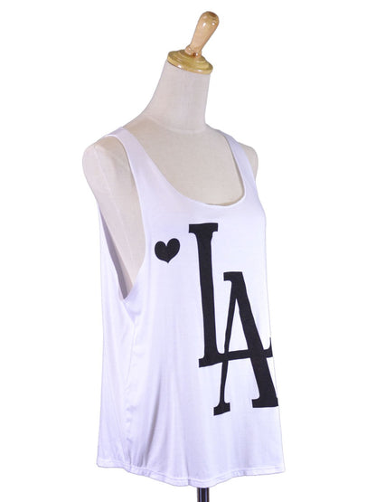 Michelle The Player Hearts of LA Scoop Neckline Jersey Knit Loose Tank Top