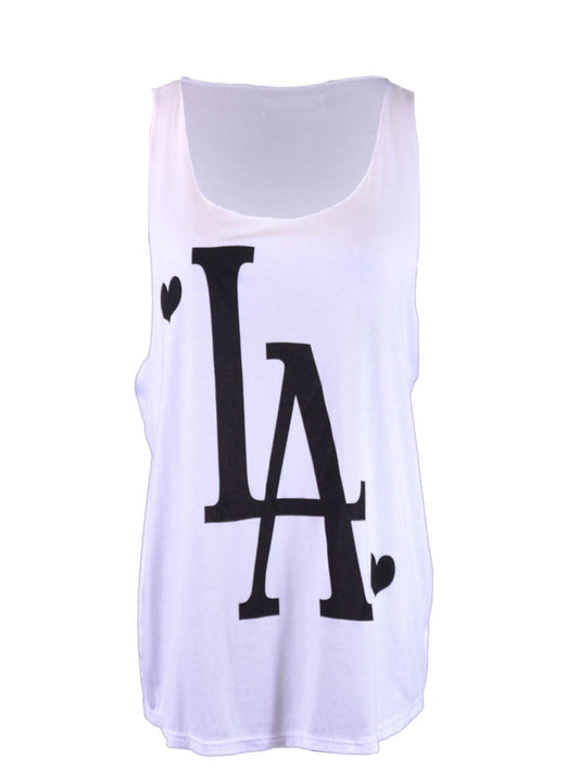 Michelle The Player Hearts of LA Scoop Neckline Jersey Knit Loose Tank Top