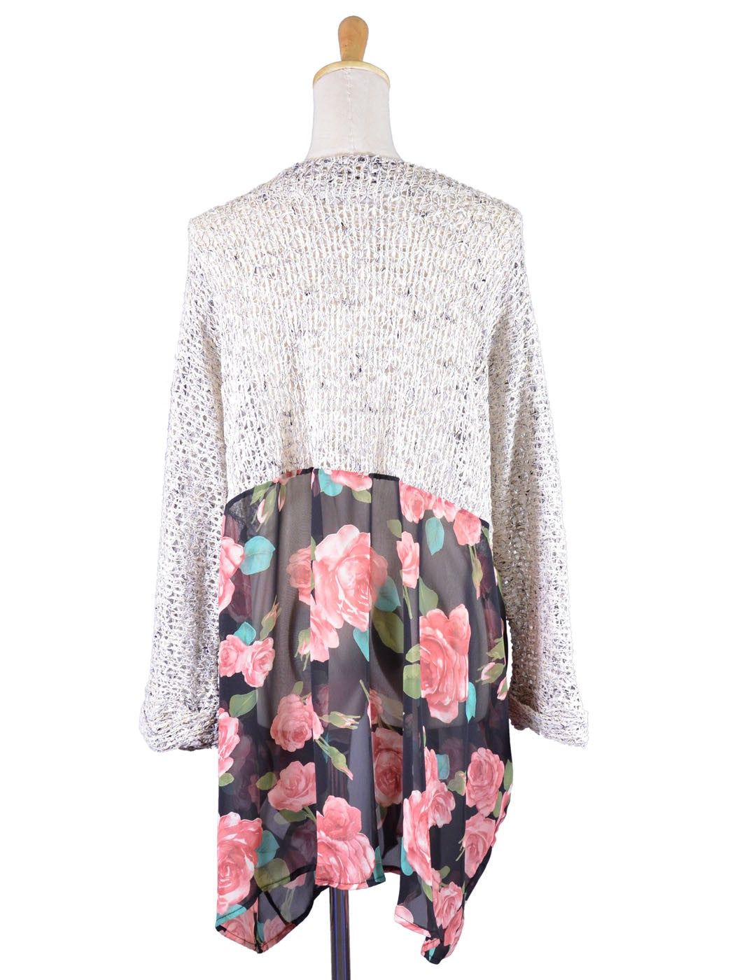 Suéter tipo cárdigan con estampado floral tejido en contraste, moderno y acogedor, de Audrey 3+1