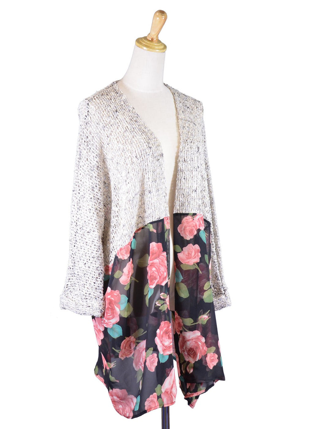 Suéter tipo cárdigan con estampado floral tejido en contraste, moderno y acogedor, de Audrey 3+1