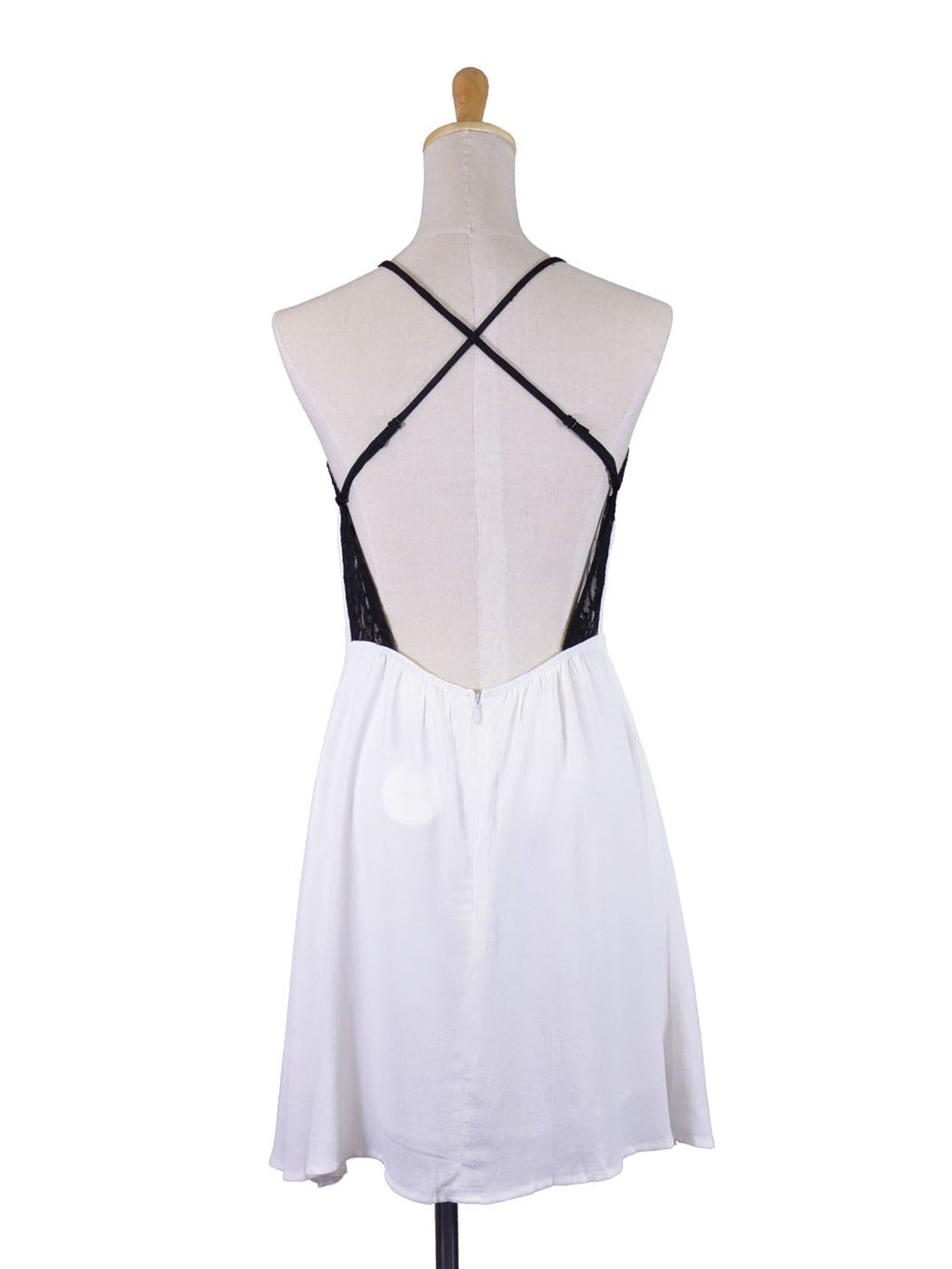 Vestido vaporoso con encaje floral en la espalda, sexy, elegante, blanco y negro, de En Creme