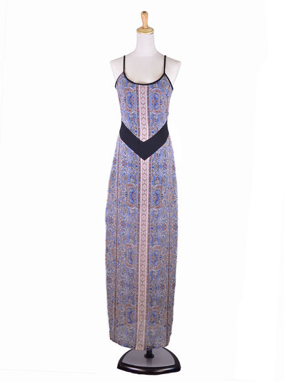 Vestido largo de gasa con abertura lateral y estampado floral de cachemira en la espalda, exquisito y sexy, de En Creme