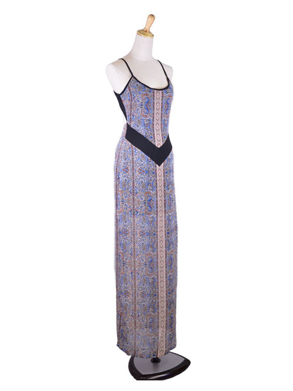 Vestido largo de gasa con abertura lateral y estampado floral de cachemira en la espalda, exquisito y sexy, de En Creme