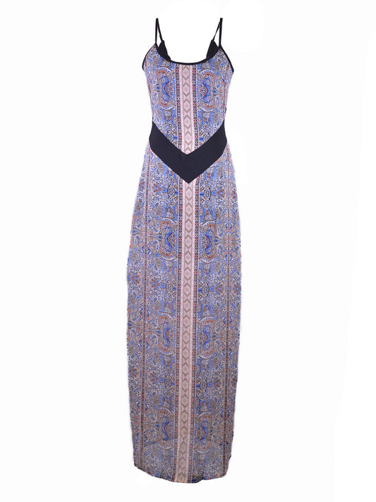 Vestido largo de gasa con abertura lateral y estampado floral de cachemira en la espalda, exquisito y sexy, de En Creme