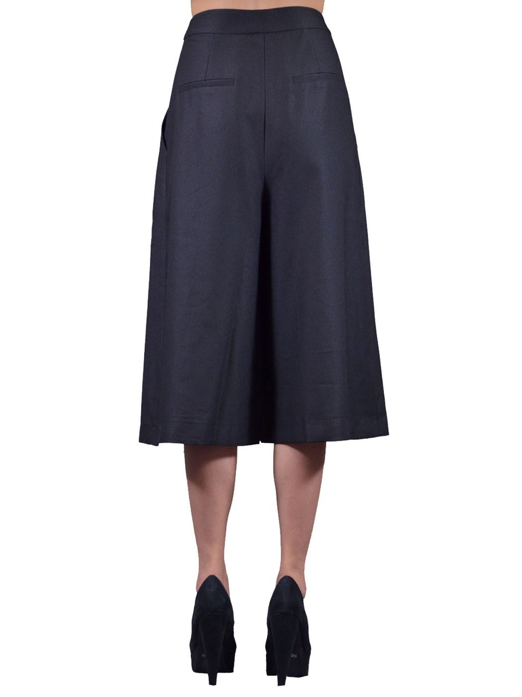 Pantalones de karate de pierna ancha y largo midi con pliegues y estructura elegante Lush Lady