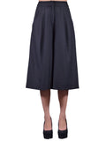 Pantalones de karate de pierna ancha y largo midi con pliegues y estructura elegante Lush Lady