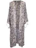 Kimono largo de gasa con puños abiertos y estampado paisley celestial Audrey 3+1