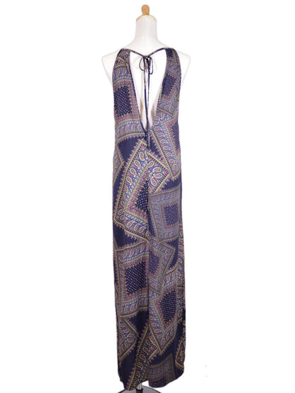 Audrey 3+1  Royal Paisley Print Picture Frame Halter Woven Maxi Evening Dress