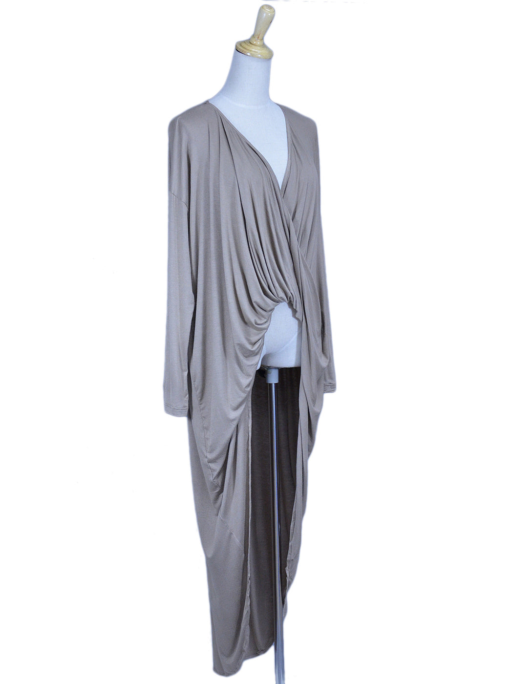Vestido túnica de manga larga con escote drapeado y detalle elegante de algodón de azúcar que te enamorará